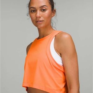 Lululemon Open-Back Cropped Training Tank Top orange soda size 10